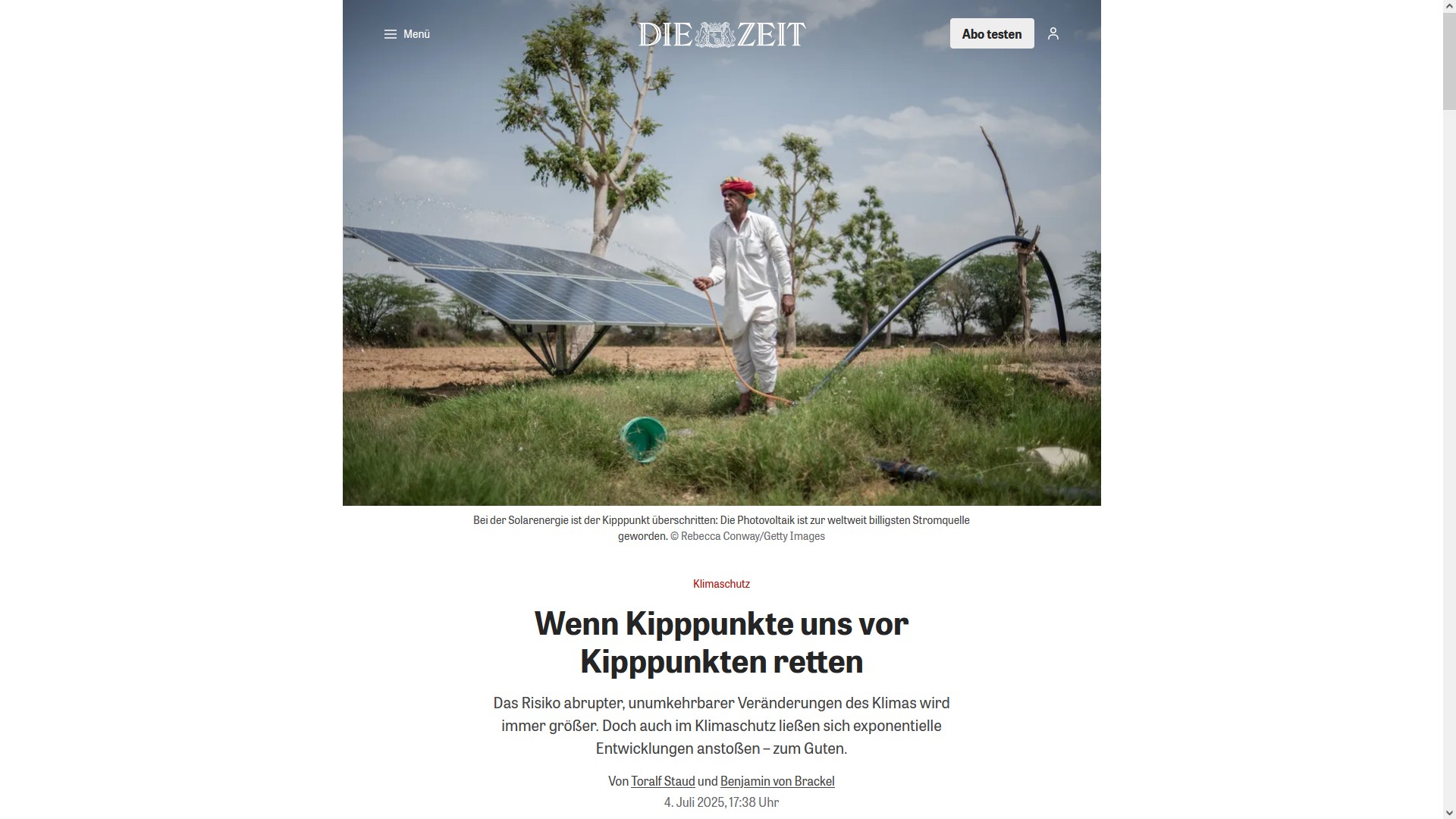 Zeit Kipppunkt
